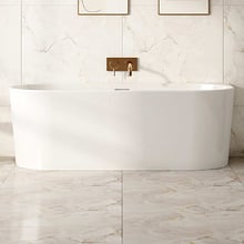 Muse 1190mm Gloss White Acrylic Back to Wall Bath with Overflow